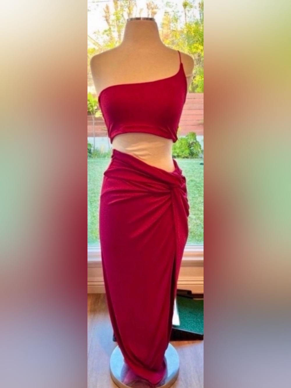 Women’s Fuschia Midi Tank Top and Skirt Set Medium